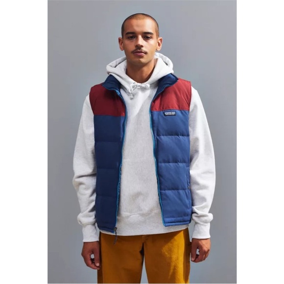Patagonia Men's Reversible Bivy Full-Zip Quilted Down Vest Stone Blue Medium - Picture 2 of 11